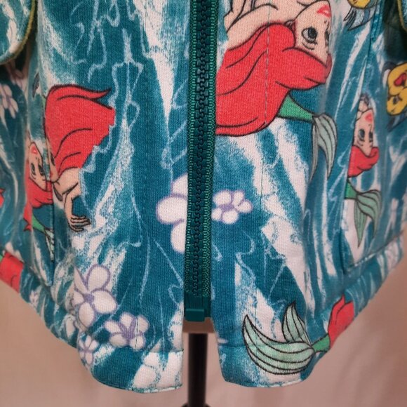 Vintage 90s Disney Little Mermaid Ariel Vest Size L Blue Full Zip Handmade - Picture 4 of 7